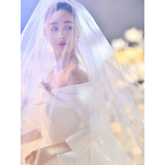 Long Bridal Veil with Satin Edges - Perfect for Weddings