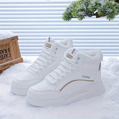 Women's Winter Sneakers Fleece Lining High Top Outdoor Casual Platform Shoes