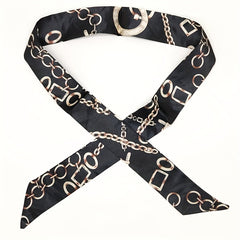 2pcs Chain Print Twilly Scarf Ribbon Neckerchief