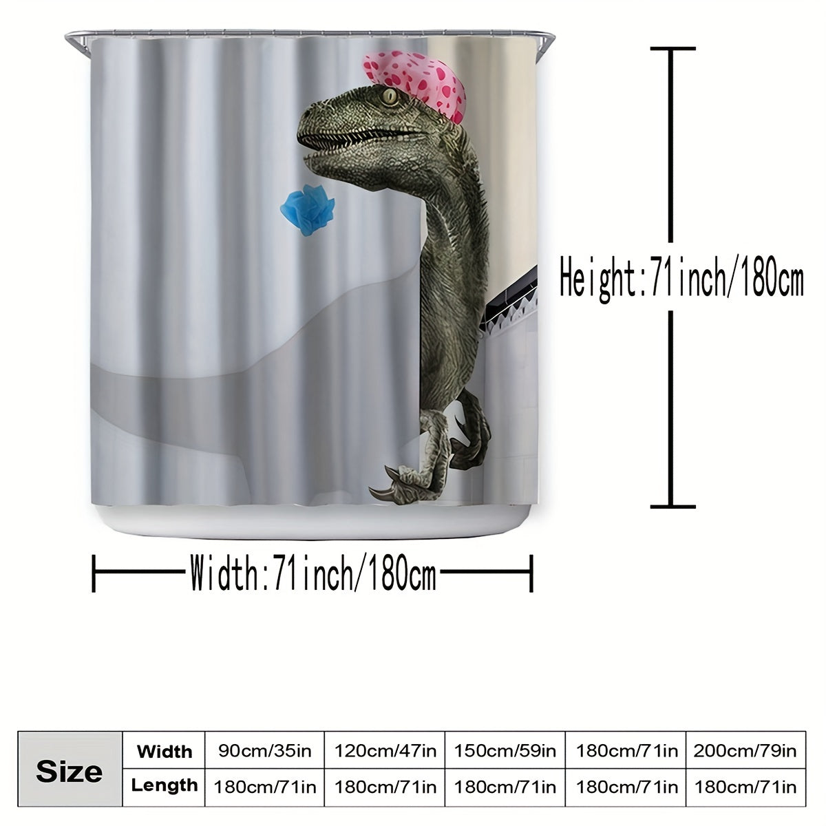 Waterproof Dinosaur Shower Curtain - Bathroom Decor
