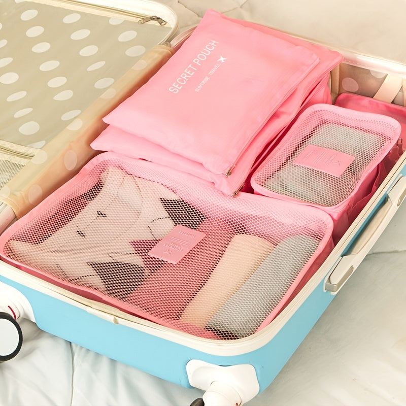 6pcs Travel Storage Bag Set Clothing & Lingerie Laundry Organizer