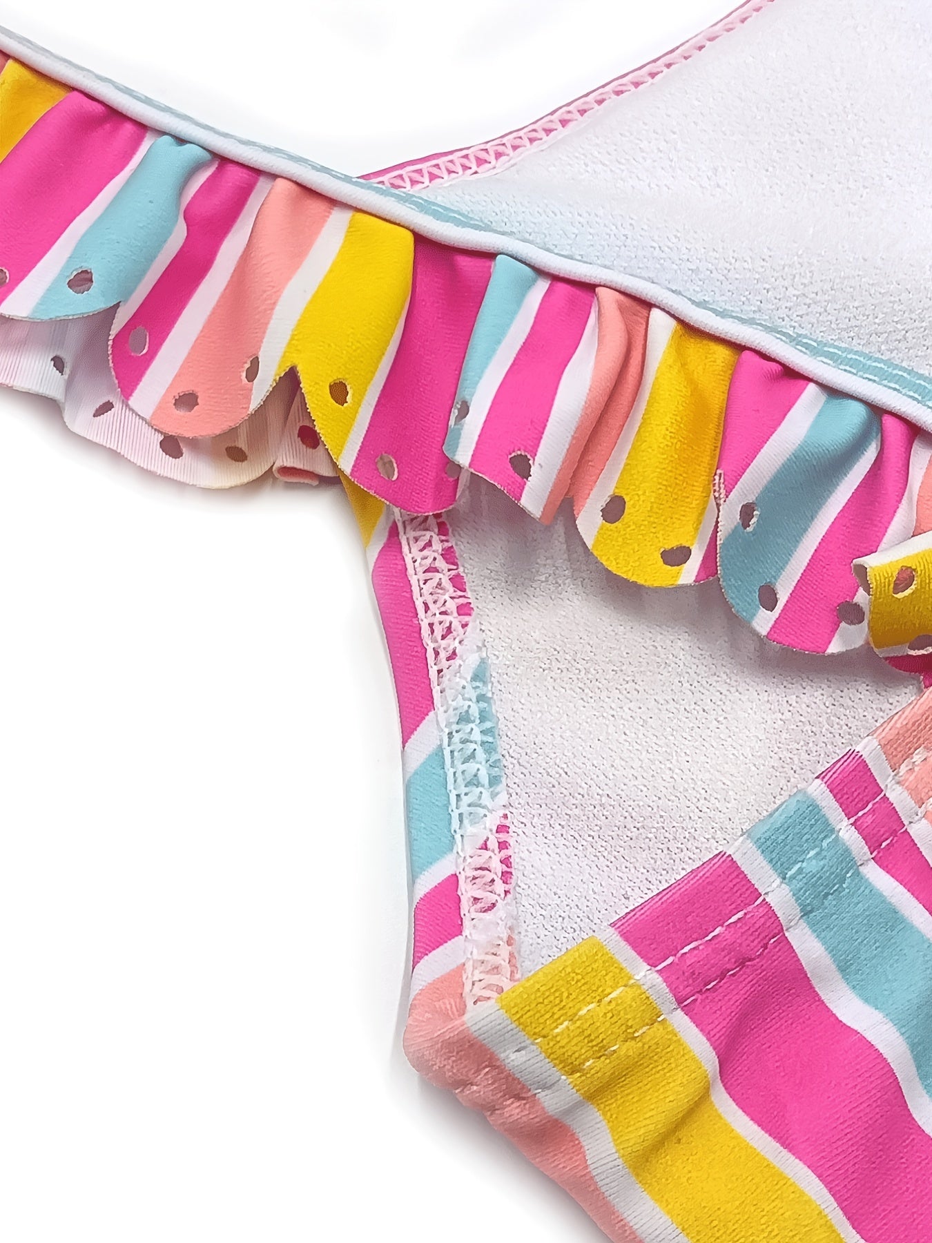 Toddler Rainbow Striped Ruffle One Piece Swimsuit