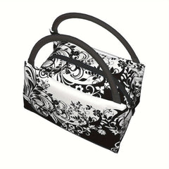 Floral Lunch Bag Reusable Portable Cooler with Watercolor Floral Print