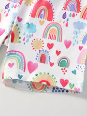 Rainbow Clouds Print Girls Bike Shorts Under Shorts Casual Outwear