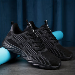 Women's Breathable Running Shoes Lace Up Non-slip Casual Woven Shoes