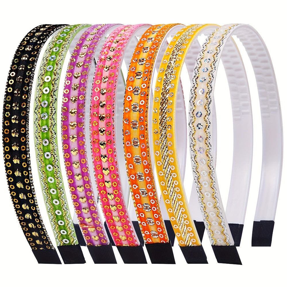 6pcs Sequin Headband Glitter Hair Band Nonslip Headdress Women Girls