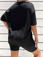 2pcs Summer Sports Suits Crew Neck T-shirt & Shorts Women's Activewear