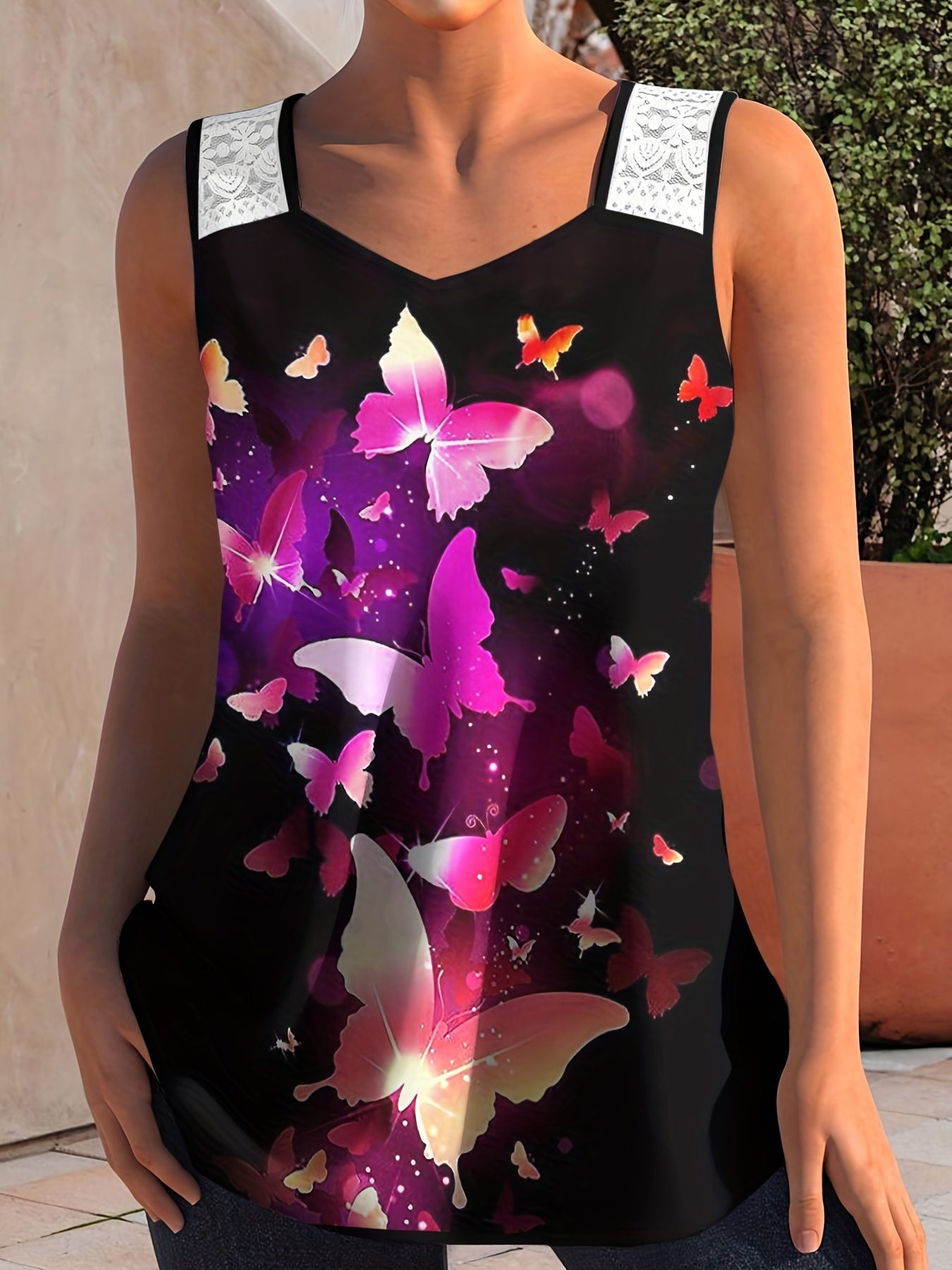  Butterfly Print Tank Top