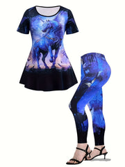  Tie Dye Butterfly Print Top & Leggings Set