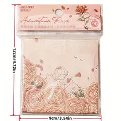 90pcs Gilded Three Pack Sticky Notes Rose Metaphor Series