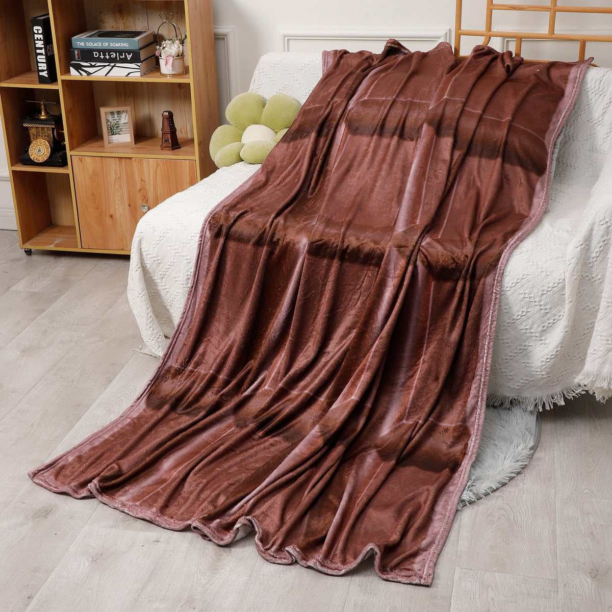 Soft Chocolate Pattern Blanket Winter Warm Flannel All Seasons