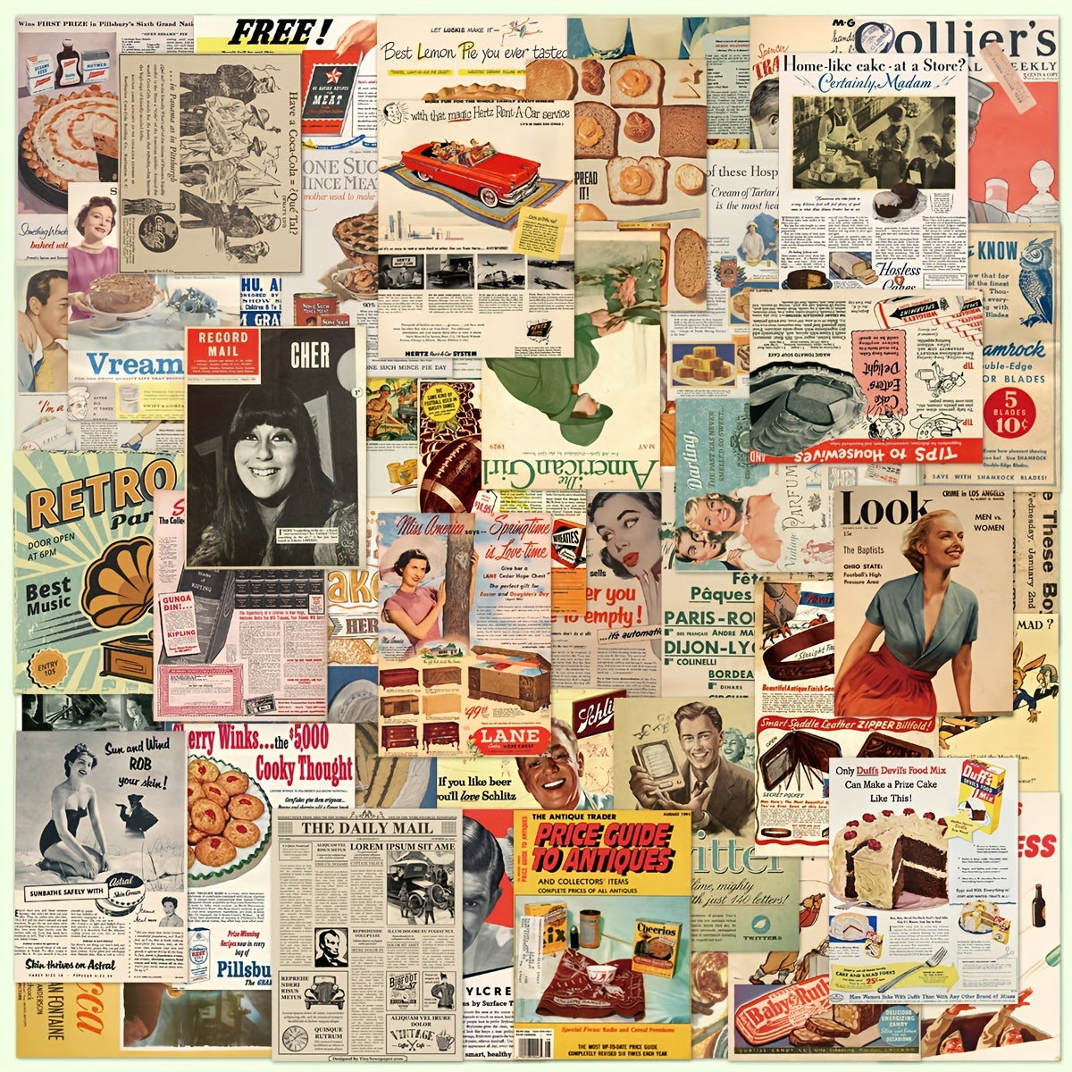 Retro Magazine Newspapers Stickers - DIY Decoration Waterproof Stickers