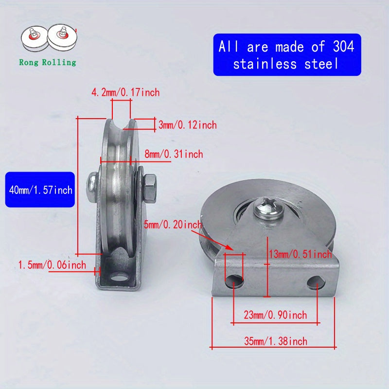 2pcs 304 Stainless Steel U Groove Rollers With Single 635ZZ Bearing