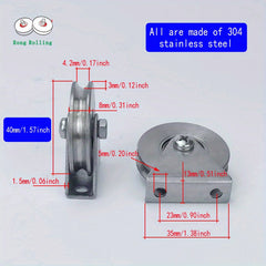 2pcs 304 Stainless Steel U Groove Rollers With Single 635ZZ Bearing