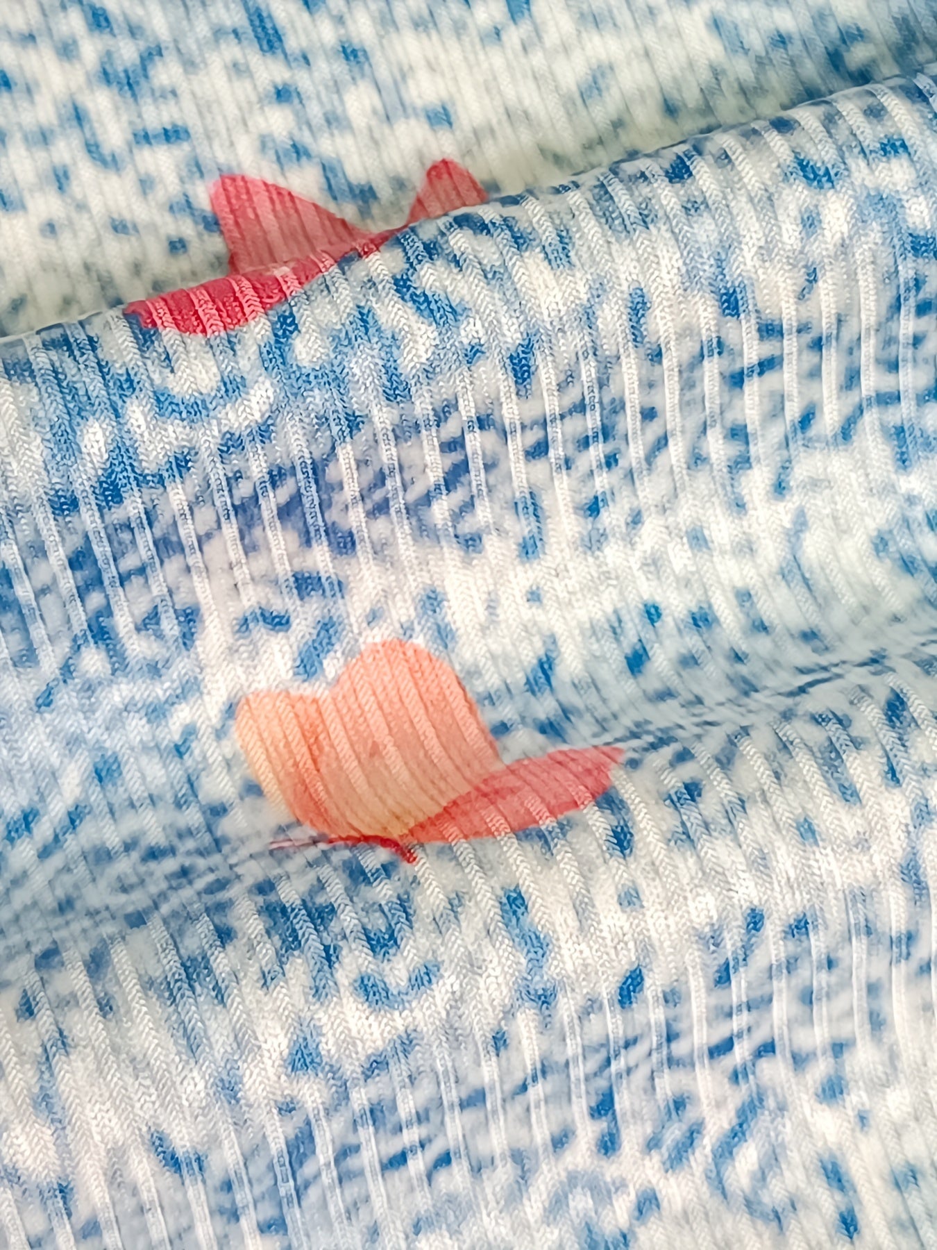  Denim & Butterfly Print High Rise Skinny Shorts