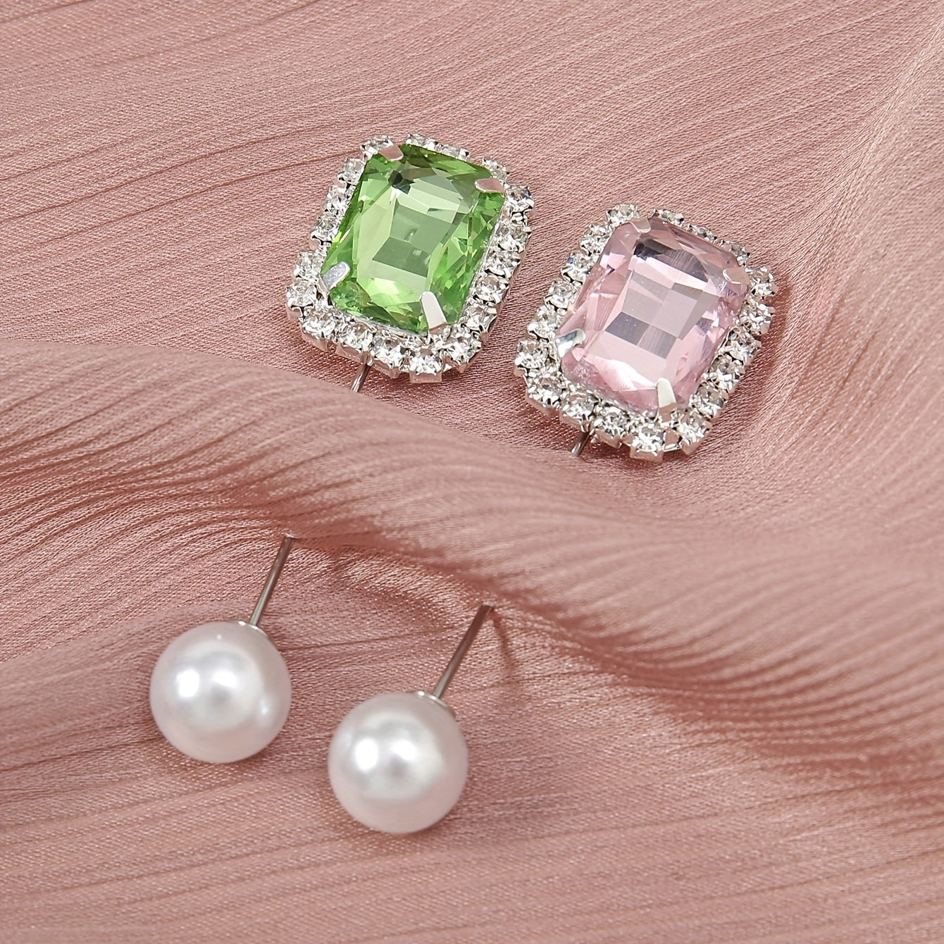 3pc Rhinestone Pin Brooch Scarf Decorative Fixed Buckle Women