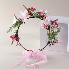 Floral Headband for Bridal Photo Shoots Pink