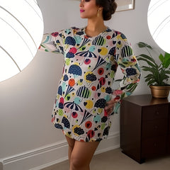  Umbrella & Heart Print Round Neck Tee Nightdress