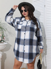  Gingham Button Up Long Sleeve Shacket