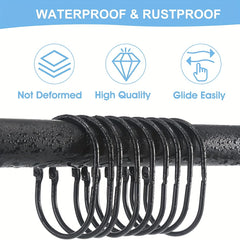 12pcs Rustproof Shower Curtain Hook for Bathroom Shower Rod