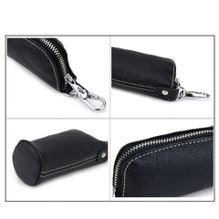 Cowhide Zipper Key Case Key Organizer Wallet Car Keychain Keyring