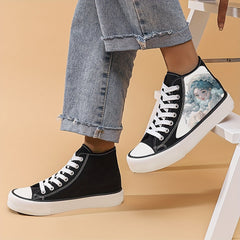Anime Girl Pattern High Top Canvas Sneakers