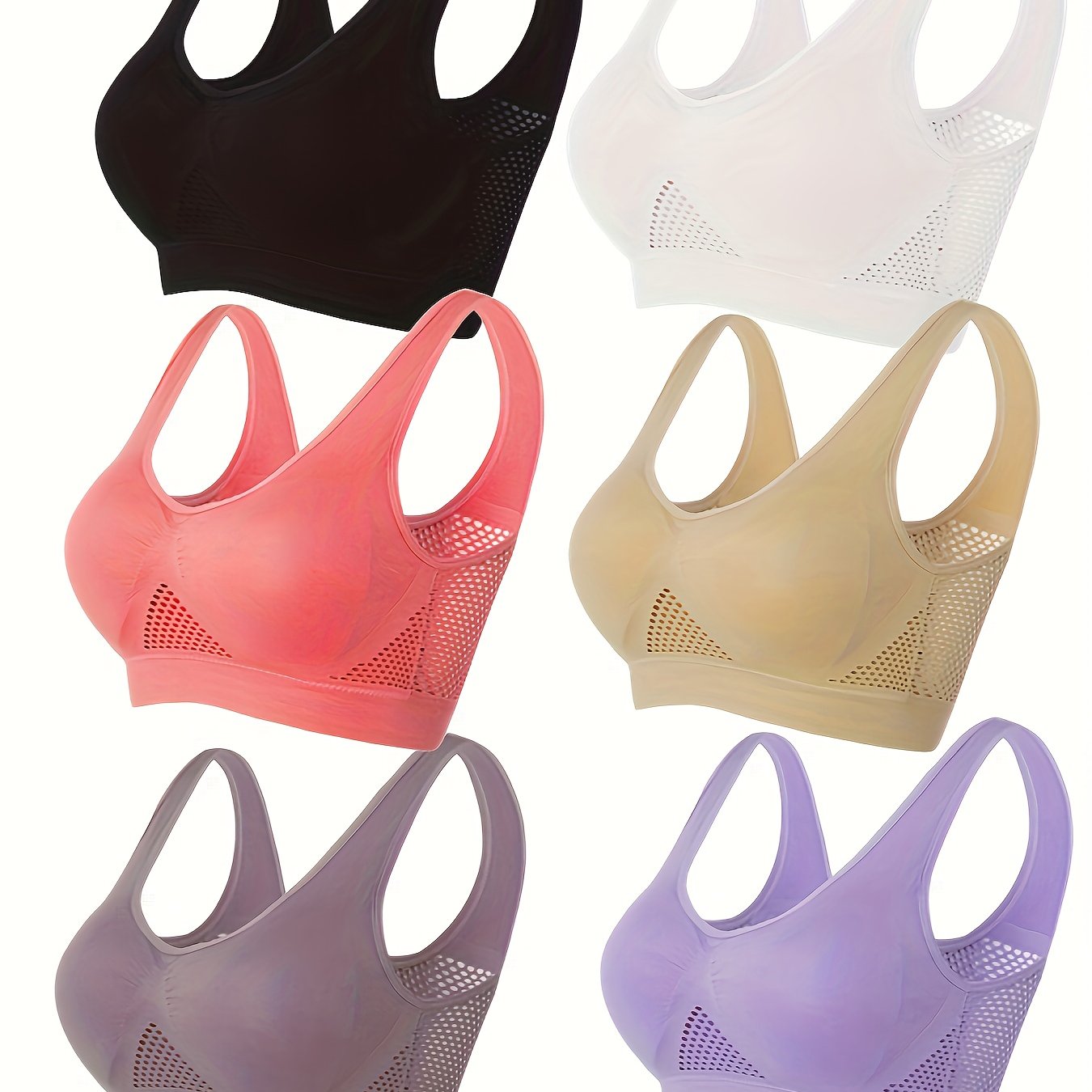 6 Pack Plus Size Sports Bra Set for Women