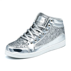 Men's High Top Sequin Casual Sneakers For Parties & Discos