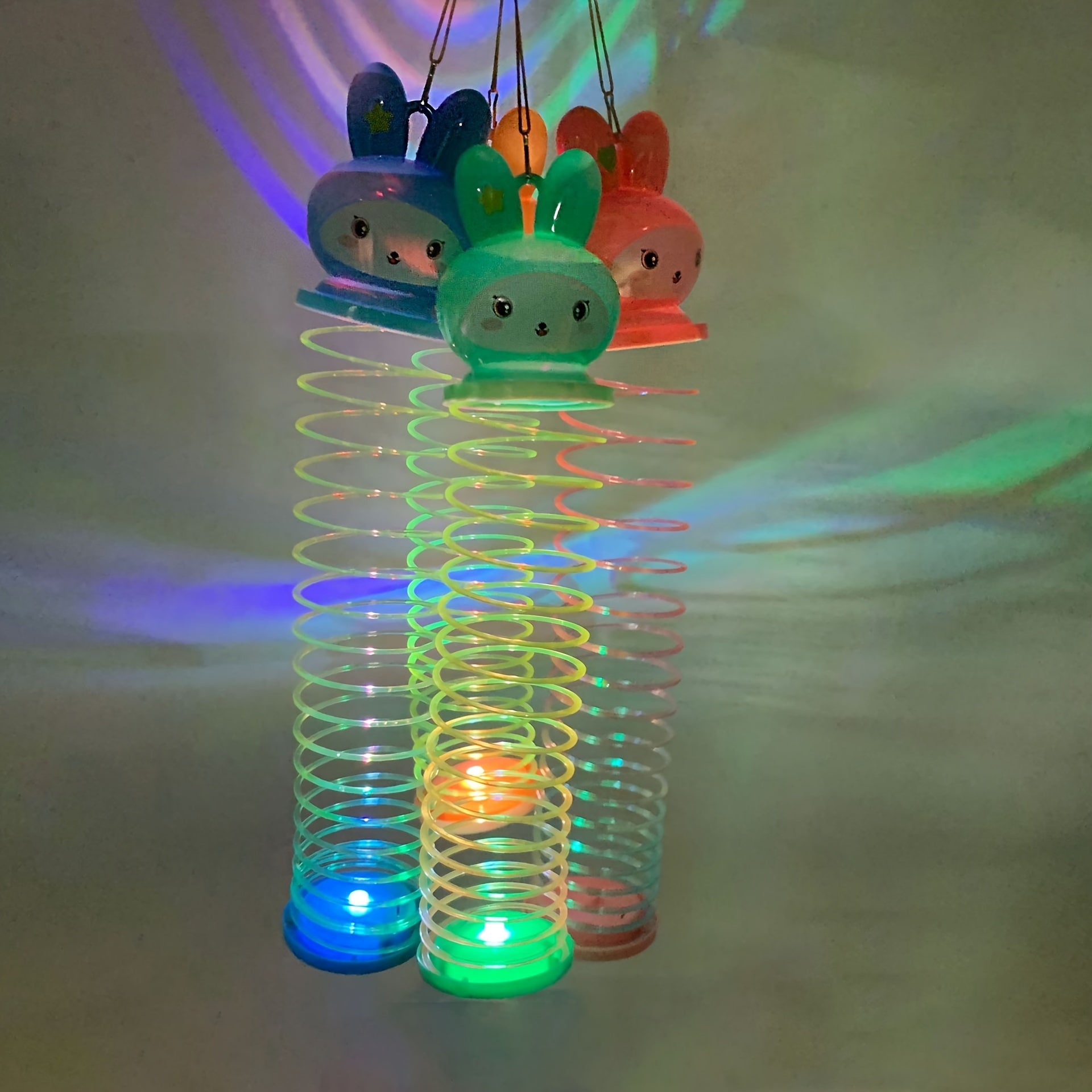 Cartoon Rabbit Glow Rainbow Ring Handheld Lantern Toy