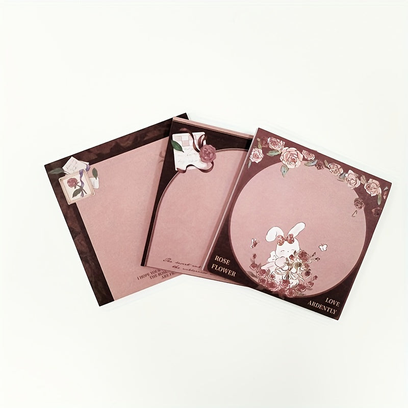 1pc 90 Sheets Rabbit Sticky Notes Pink Series Message Note Stickers