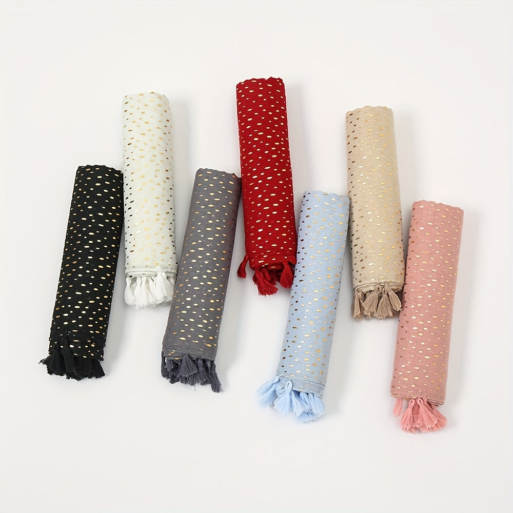 Hot Stamping Hijab Cotton Tassel Scarf Head Wrap