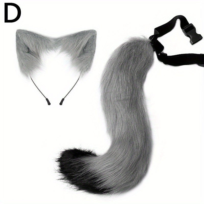 Fox Ears Headband And Tail Halloween Cosplay Accessories