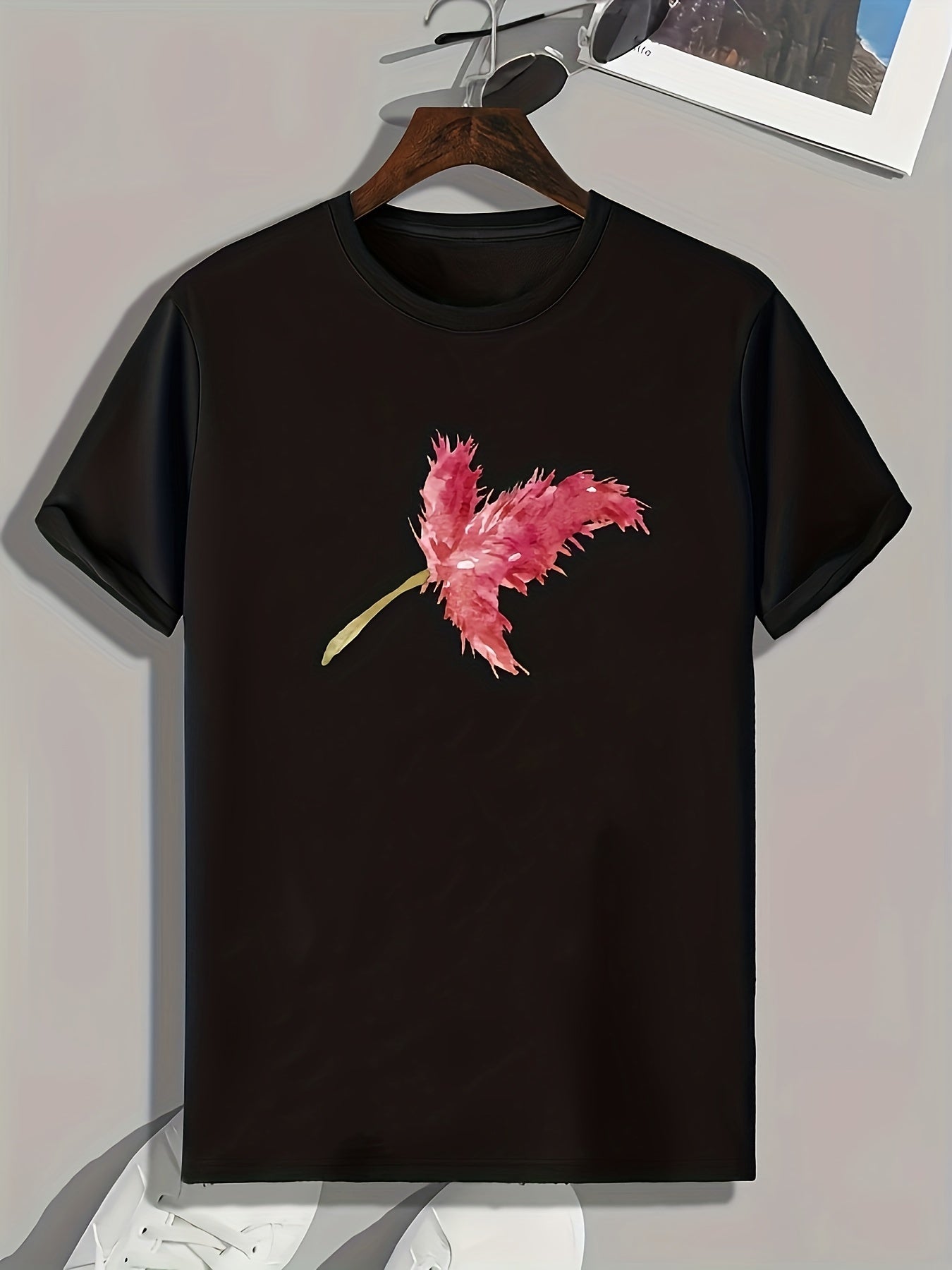 Flower Pattern Print Men's Sports T-shirt for Summer