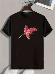 Flower Pattern Print Men's Sports T-shirt for Summer