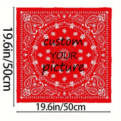 Personalized Square Scarf with Your Photo Logo, Soft Polyester Fiber