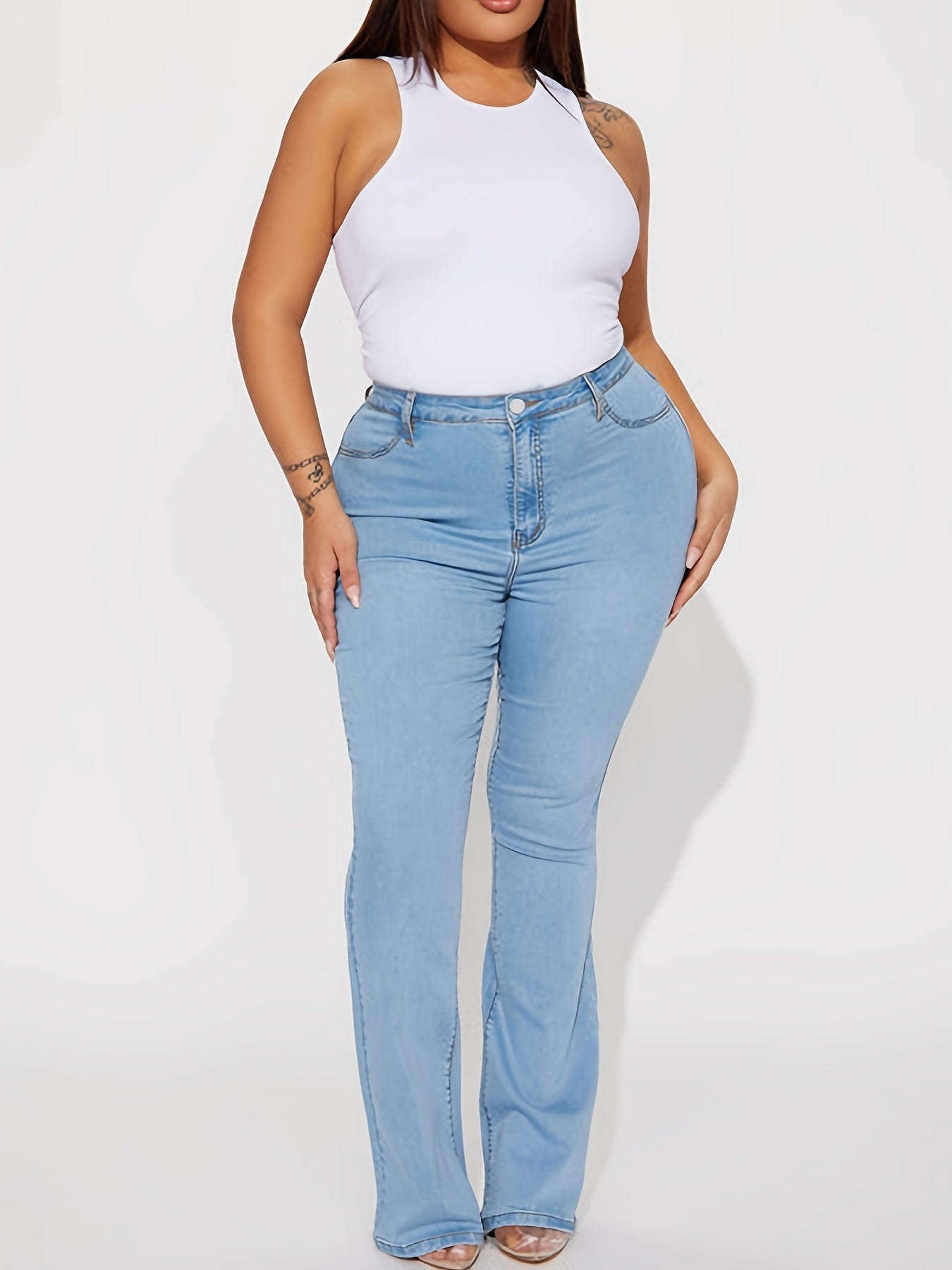 High Rise Flared Leg Jeans
