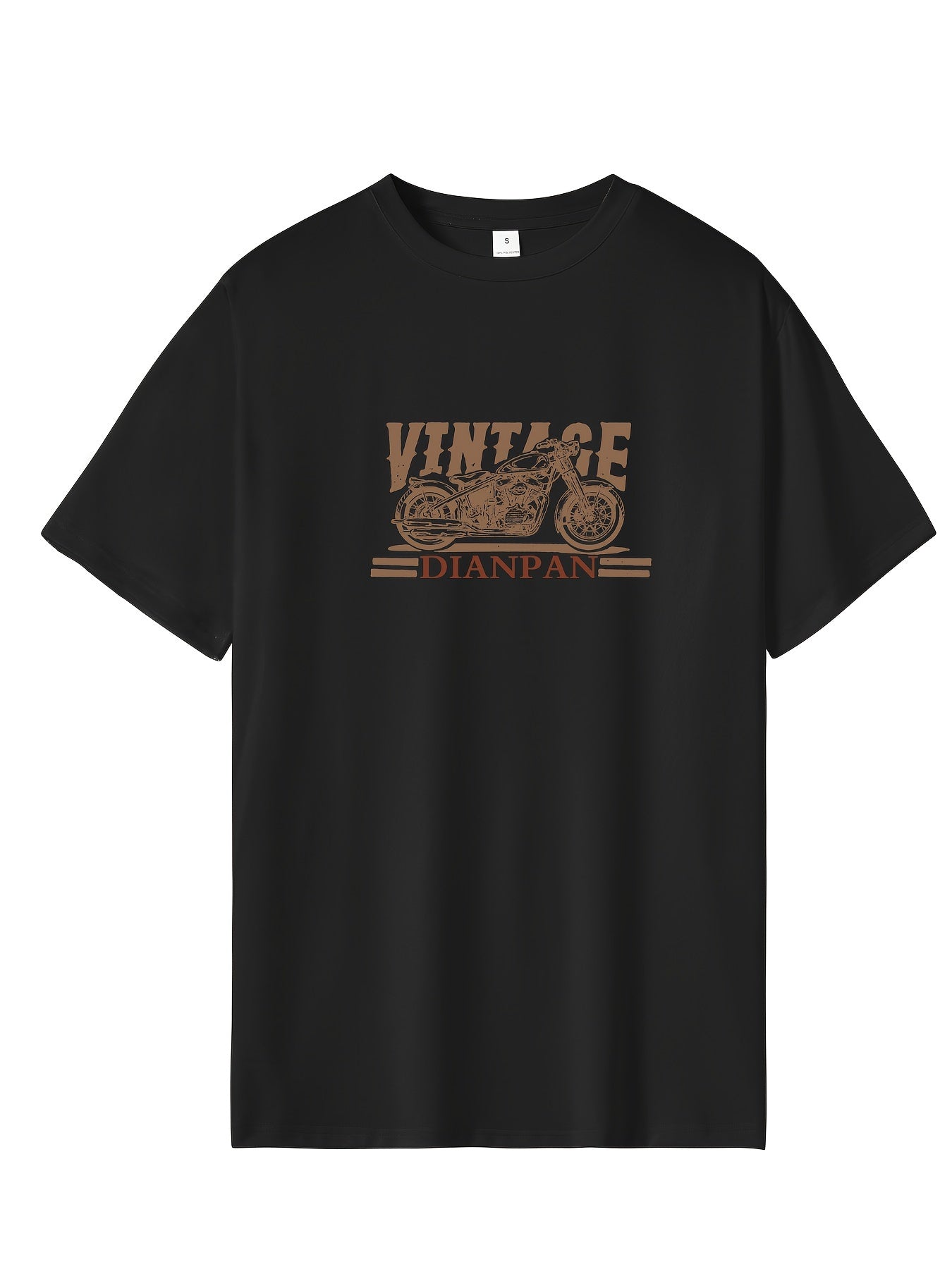 Vintage Motorcycle Print Men's Graphic Crew Neck Active T-shirt