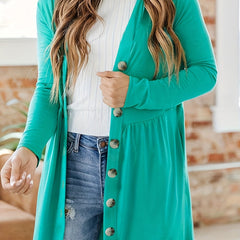  Solid Long Sleeve Cardigan