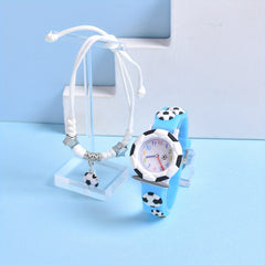 Boys Creative Football Silicone Watch Set