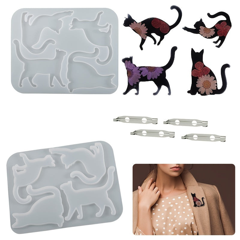 Crystal Cat Brooch Silicone Mold for Resin Crafting