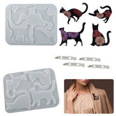 Crystal Cat Brooch Silicone Mold for Resin Crafting