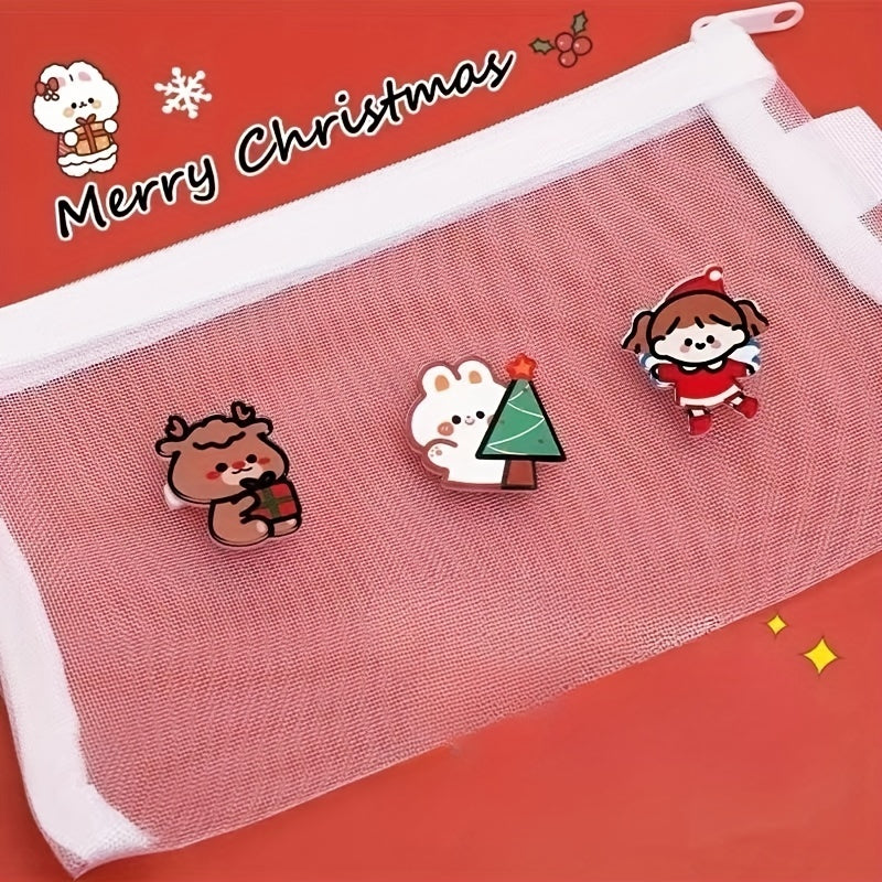 8pc Cartoon Christmas Brooches For Girls