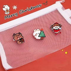 8pc Cartoon Christmas Brooches For Girls