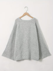  Casual Sweater Women's Plus Solid Bell Sleeve Jumper