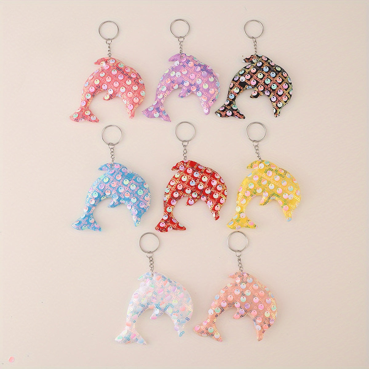8pcs Sequin Dolphin Keychain Luggage Pendant Party Accessories