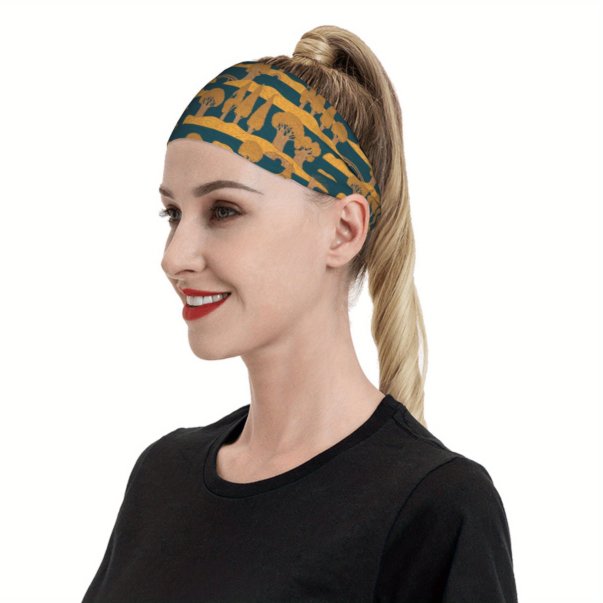 Vintage Inspired Headband Dark w/ Golden Leaf Pattern Polyester Halloween