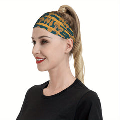 Vintage Inspired Headband Dark w/ Golden Leaf Pattern Polyester Halloween