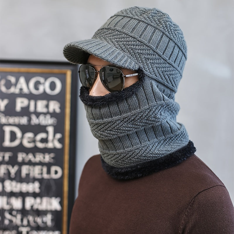 Men's Winter Fleece Beanie Scarf Set