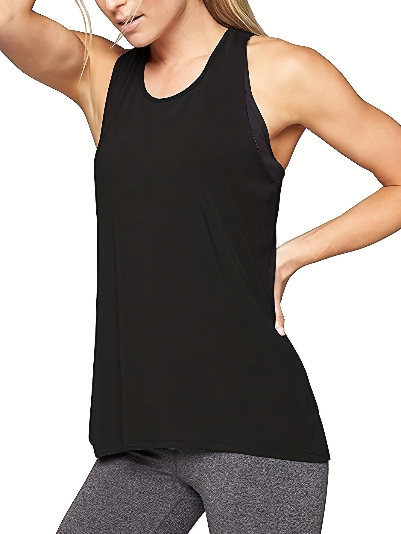  Sports Top Women's Plus Solid Tank Top