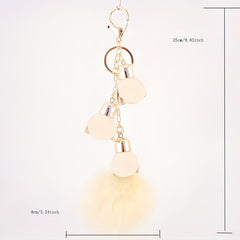 Flower Pom Pom Keychain Plush Key Ring Purse Bag Charm Earbud Case Accessory